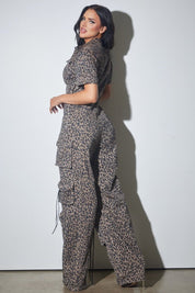 Denim Cargo Straight Leg Jumpsuit