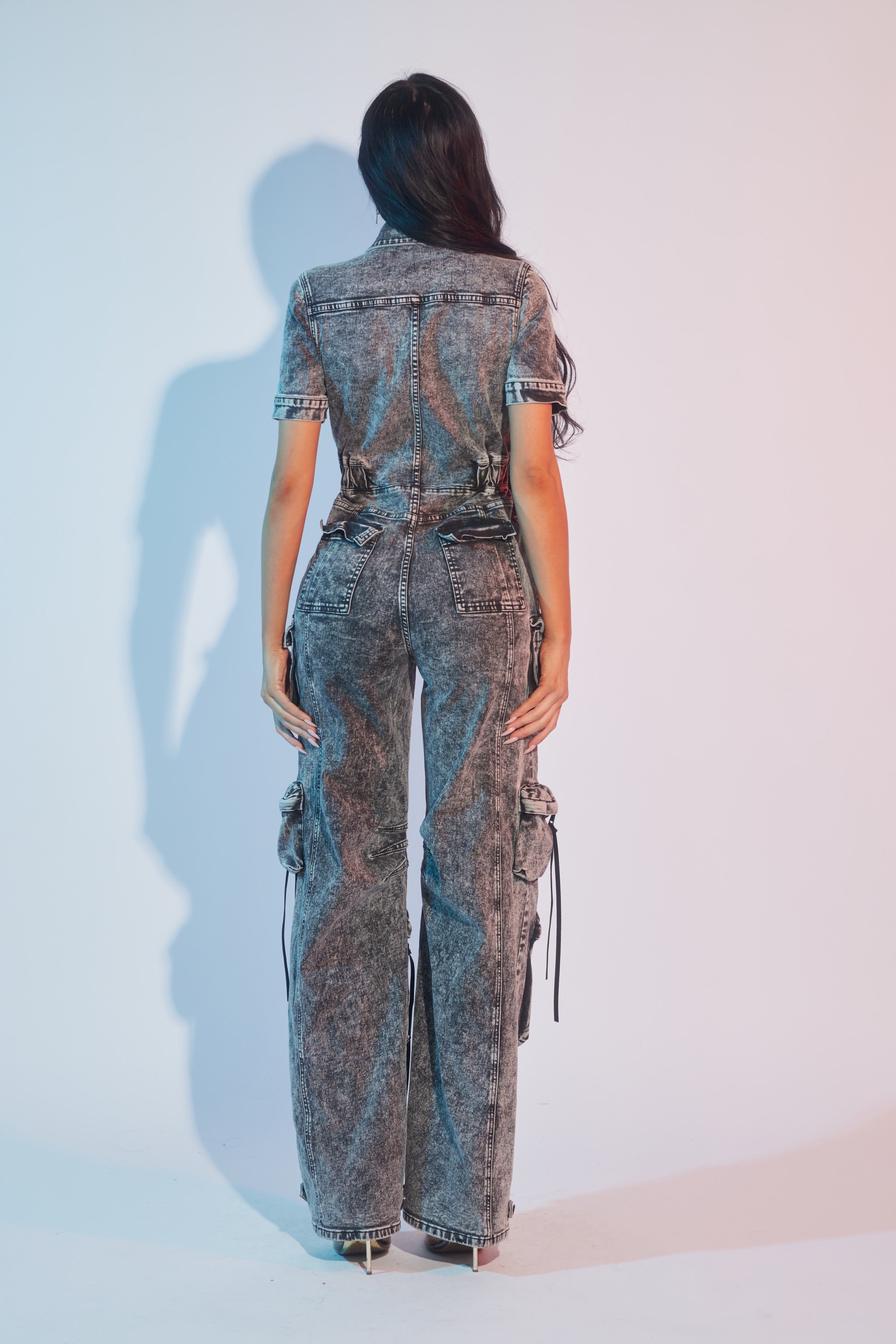 Denim Cargo Jumpsuit