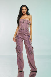 Denim Cargo Jumpsuit