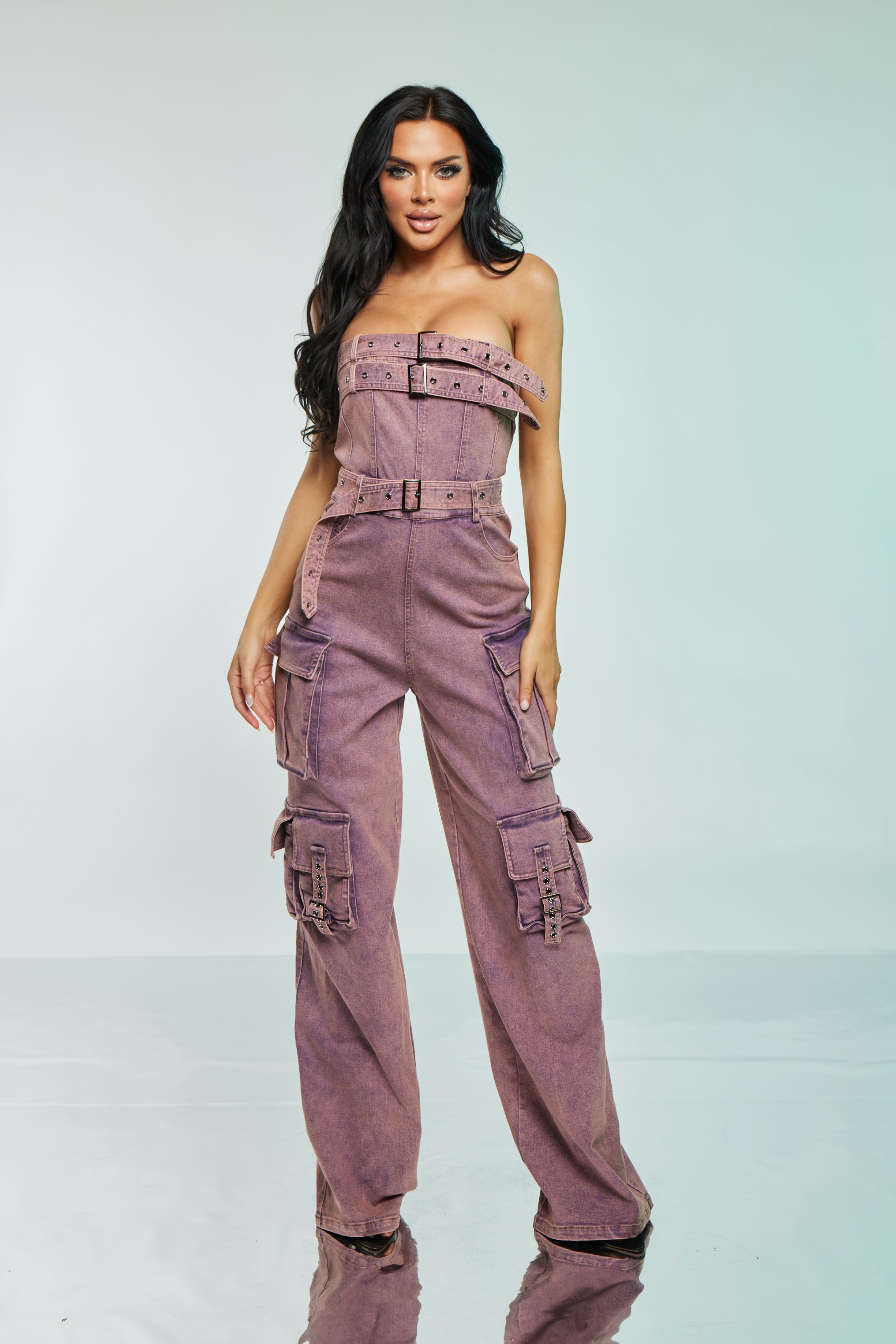 Denim Cargo Jumpsuit