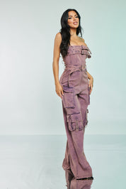 Denim Cargo Jumpsuit