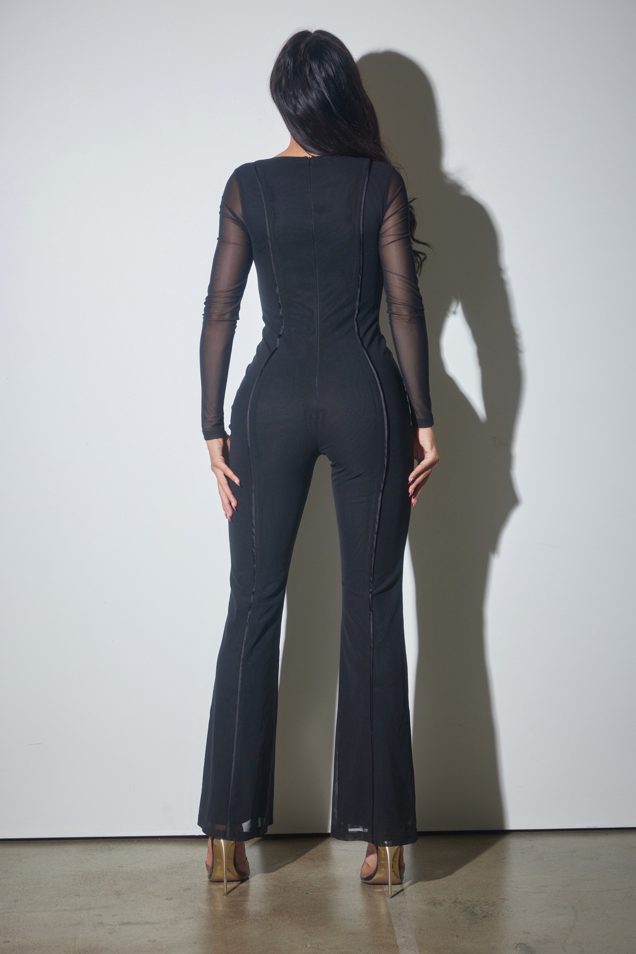 Rhinestone Mesh Jumpsuit