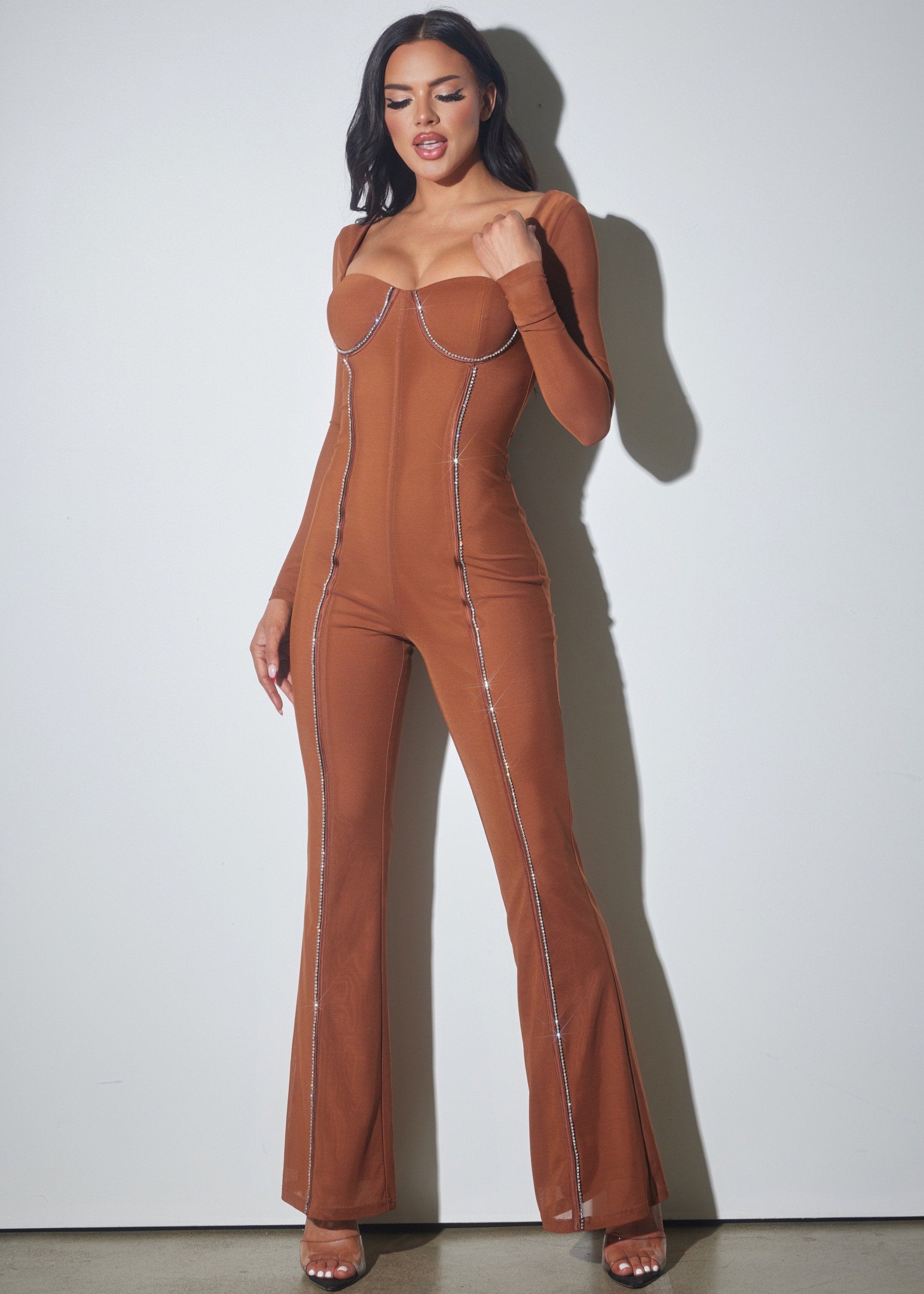 Rhinestone Mesh Jumpsuit