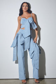 Denim Large Bow Jumpsuit