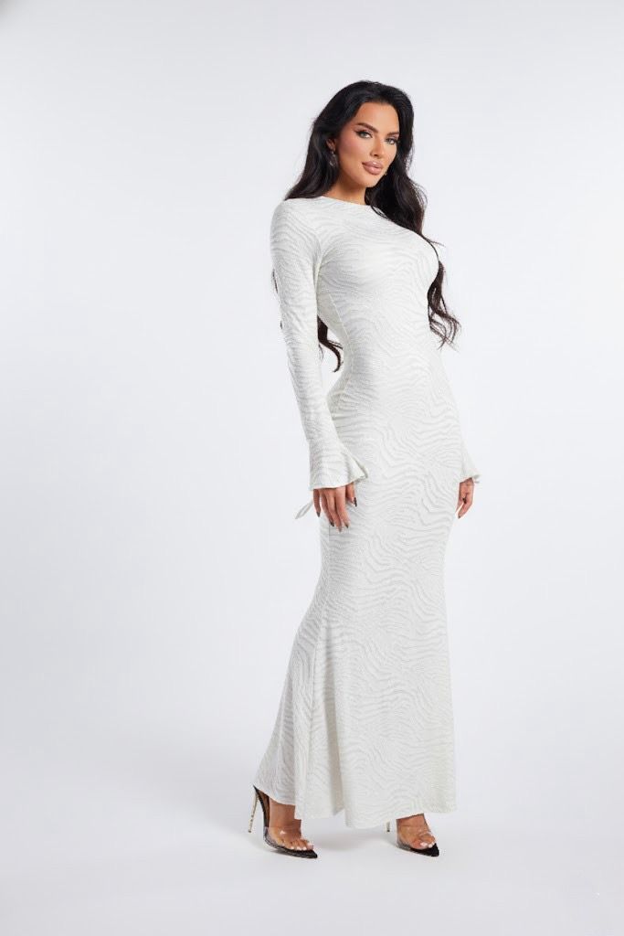 Maya Long Sleeve Flared Maxi - Olive Zebra