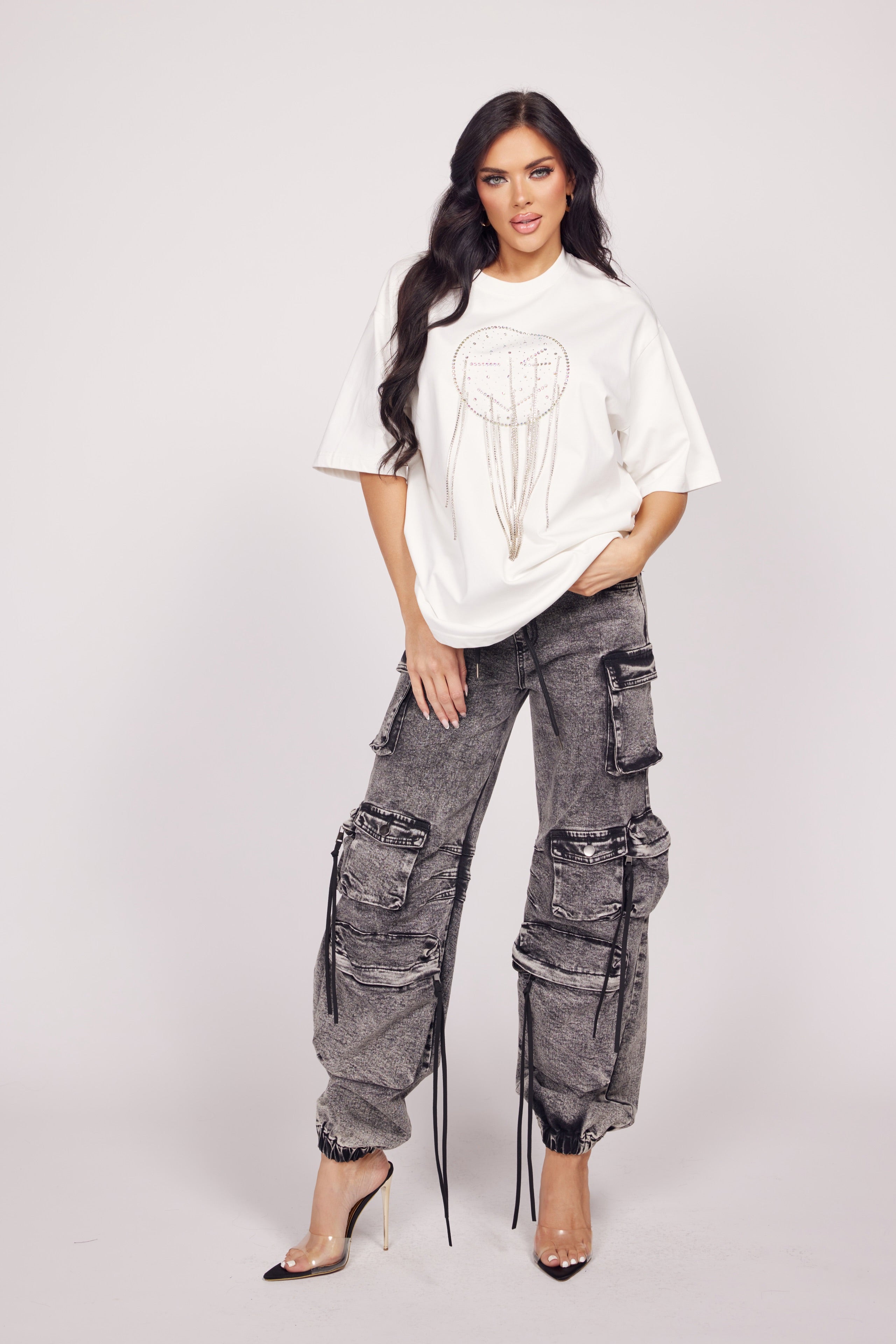 Oversized Rhinestone Wink T-shirt