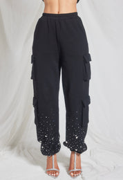 Rhinestone Cargo Jogger Sweatpants