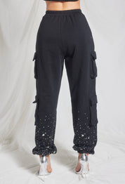 Rhinestone Cargo Jogger Sweatpants