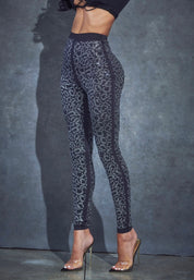 Rhinestone Leopard Pattern Leggings