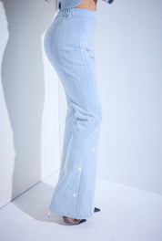 Denim Rhinestone Flare Bottoms