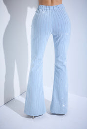 Pinstripe Rhinestone Denim