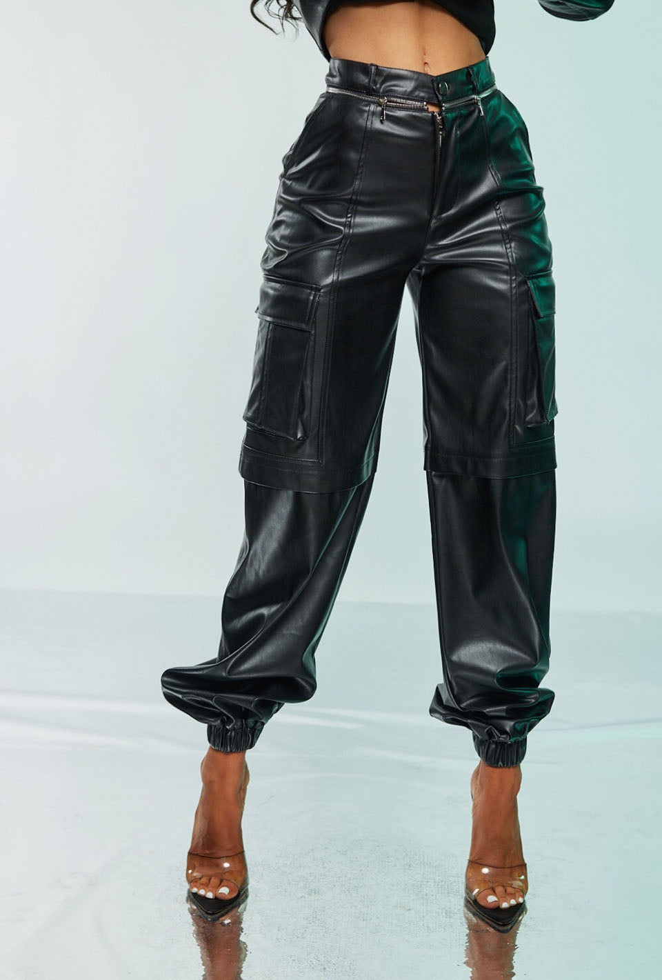 Leather Feel Highrise Joggers