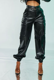 Faux Leather Joggers