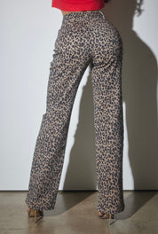 Rhinestone Cutout Animal Print Denim