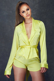 2 Pc Satin Cardigan Set