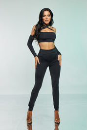 2 Pc Cross Halter Crop Top Set