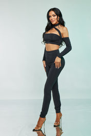 2 Pc Cross Halter Crop Top Set