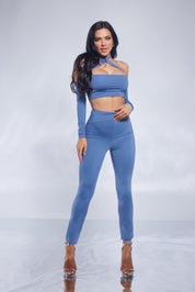 2 Pc Cross Halter Crop Top Set