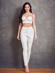 2 Pc Chain Detail Crop Top and Pant Set