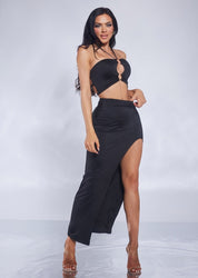 2 Pc Jersey Halter Crop and Maxi Skirt Set