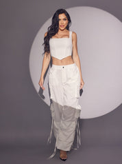 2 Pc Corset Crop Top and Cargo Pant Set