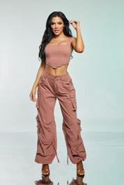 2 Pc Twill Cargo Pant Set