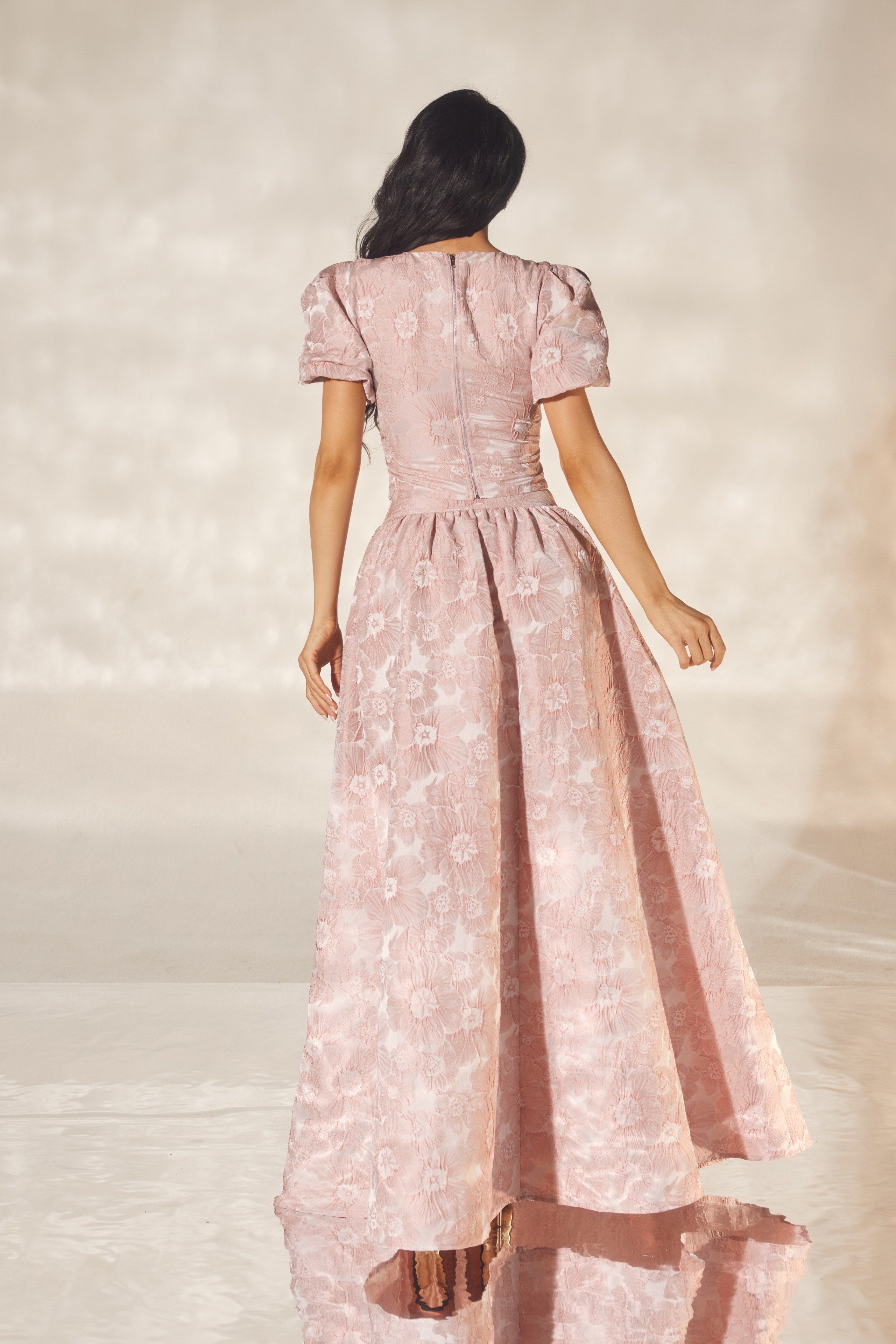 Romantic Floral Jacquard Skirt Set