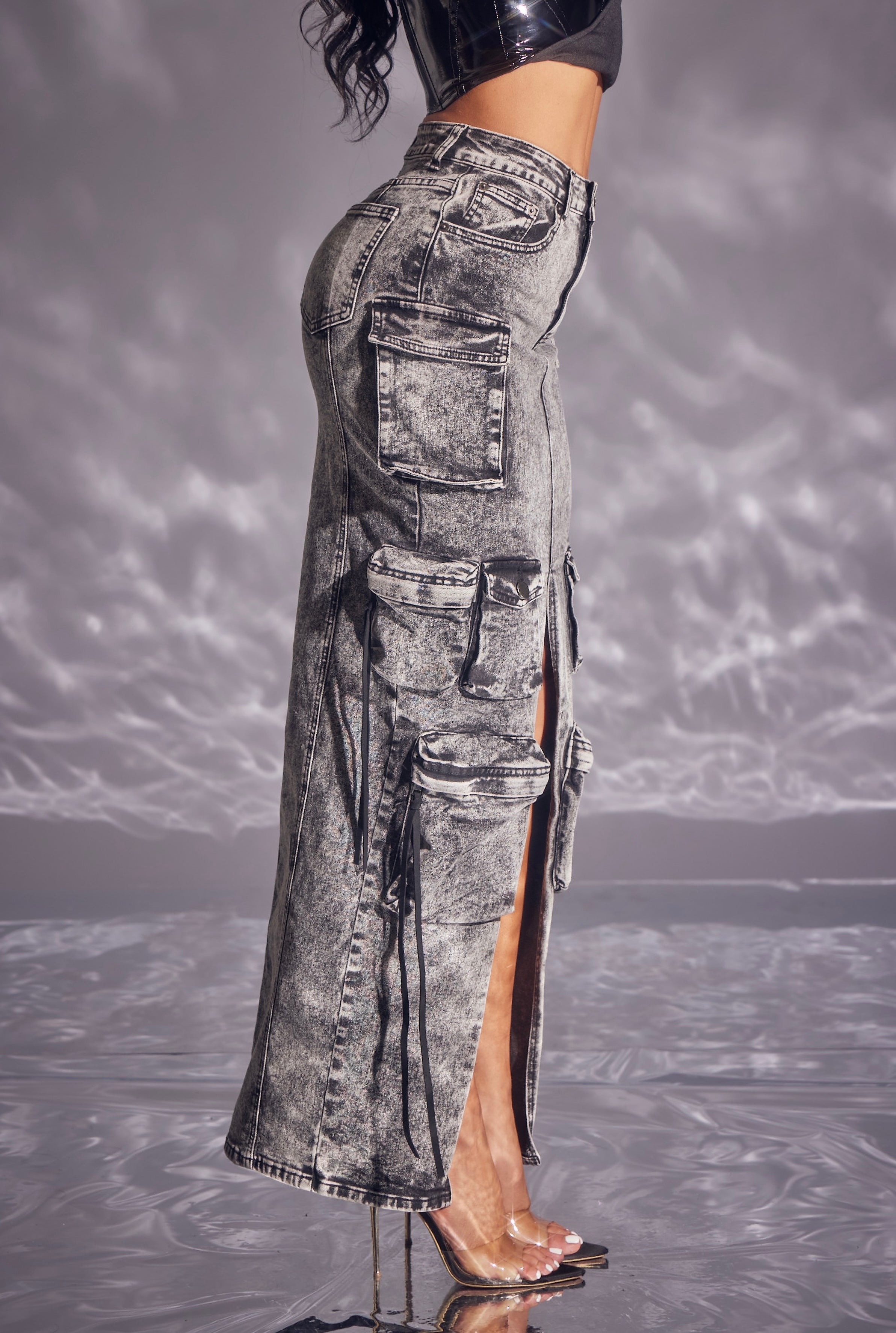Denim Cargo Maxi Skirt – Ver Luisant
