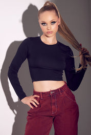 Long Sleeve Stretch Crop Top