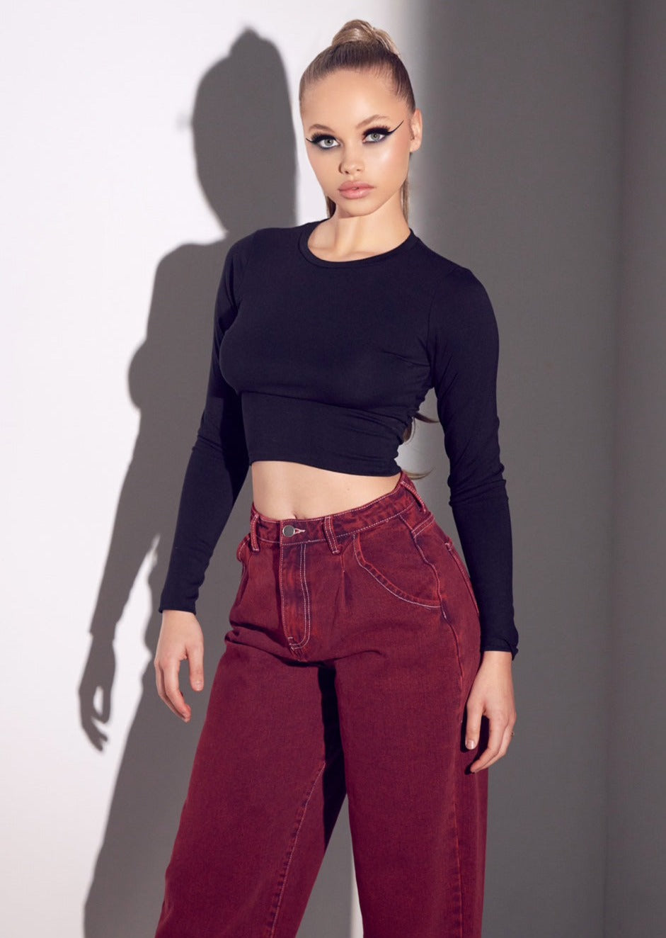 Long Sleeve Stretch Crop Top