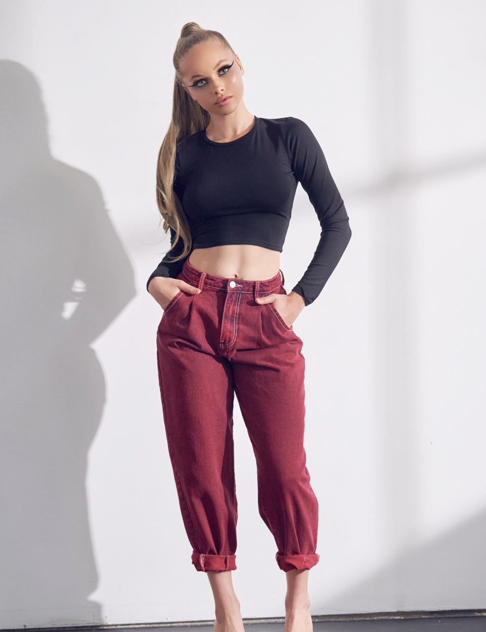 Slouchy High Rise Cotton Jeans