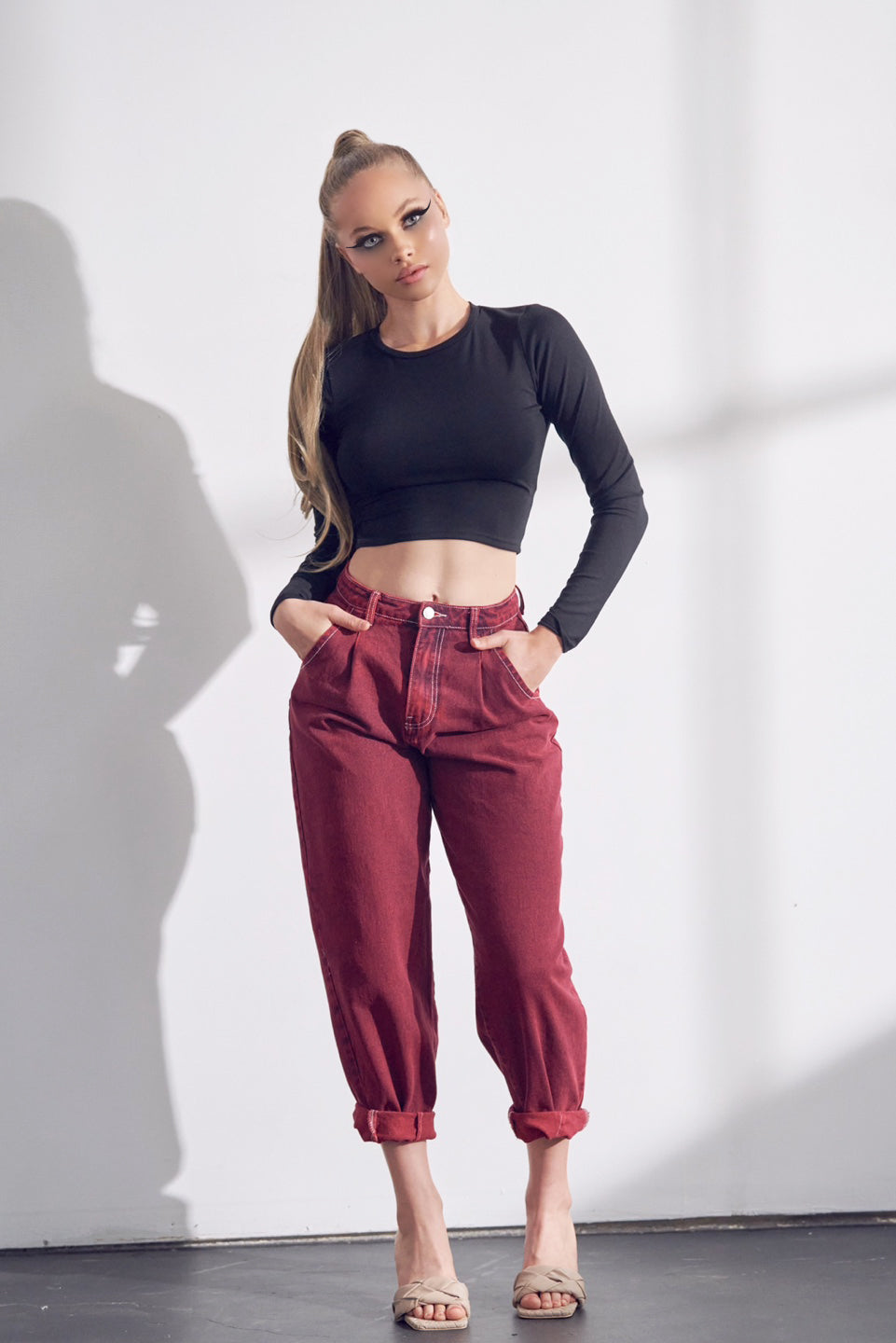 Slouchy High Rise Cotton Jeans