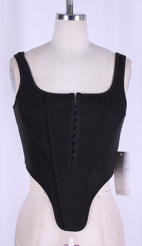Ribbed V-Wire Corset Style Crop Top