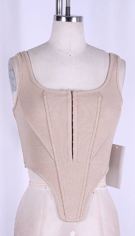 Ribbed V-Wire Corset Style Crop Top