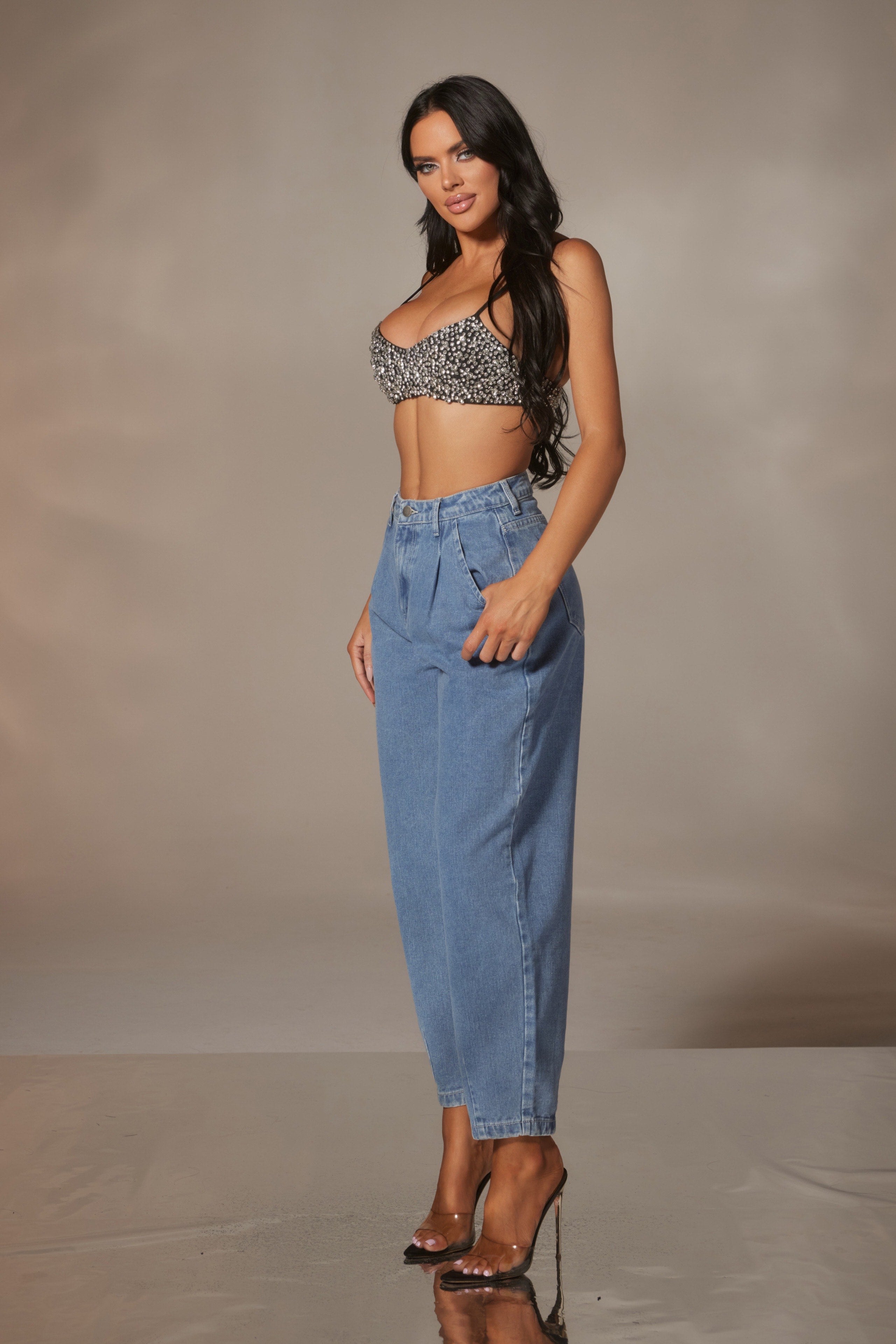 Slouchy High Rise Cotton Jeans