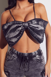 Denim Bow Bra Top