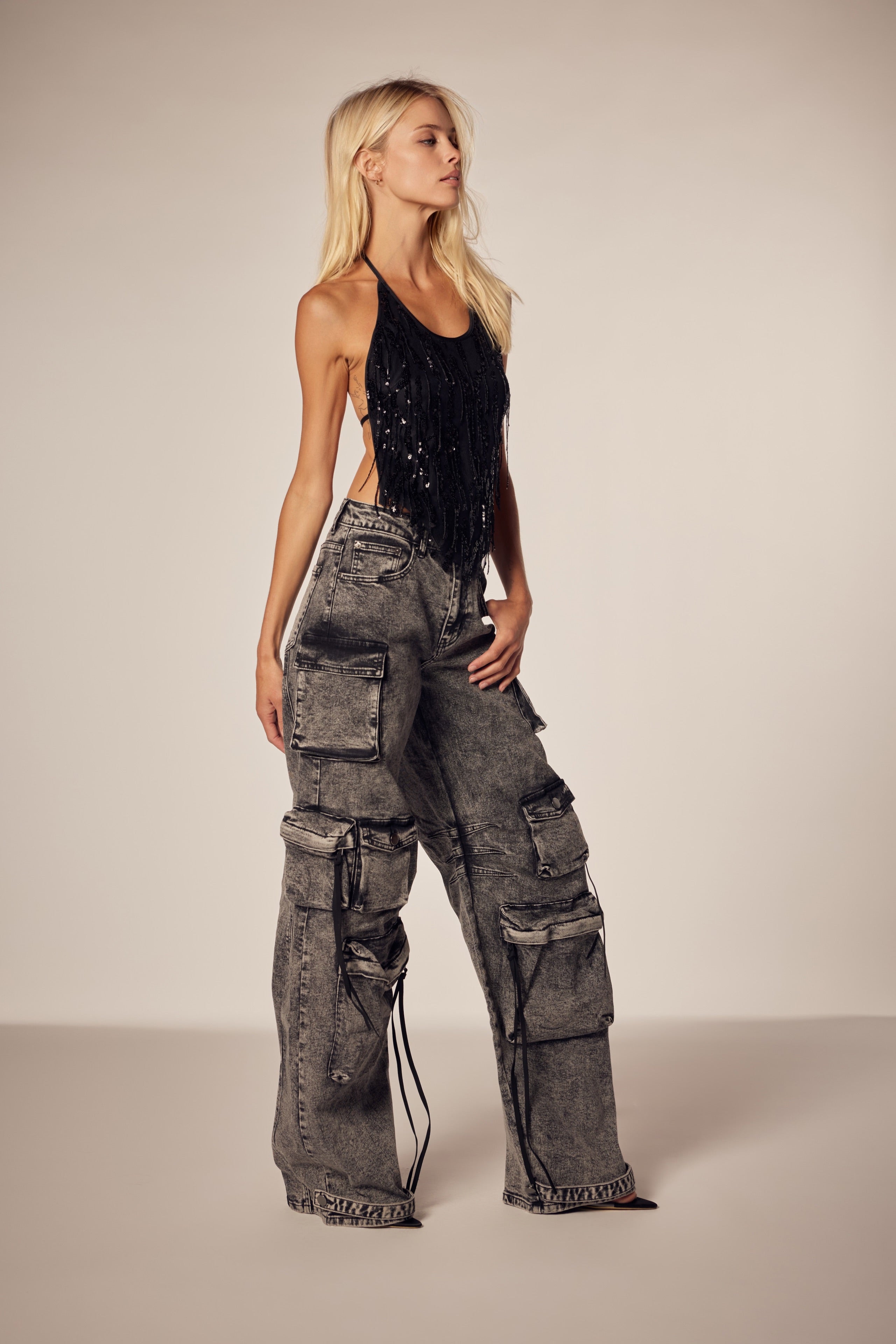 Best Seller Cargo Denim Jeans Acid  Wash