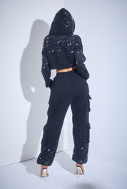 Rhinestone Crop Hoodie