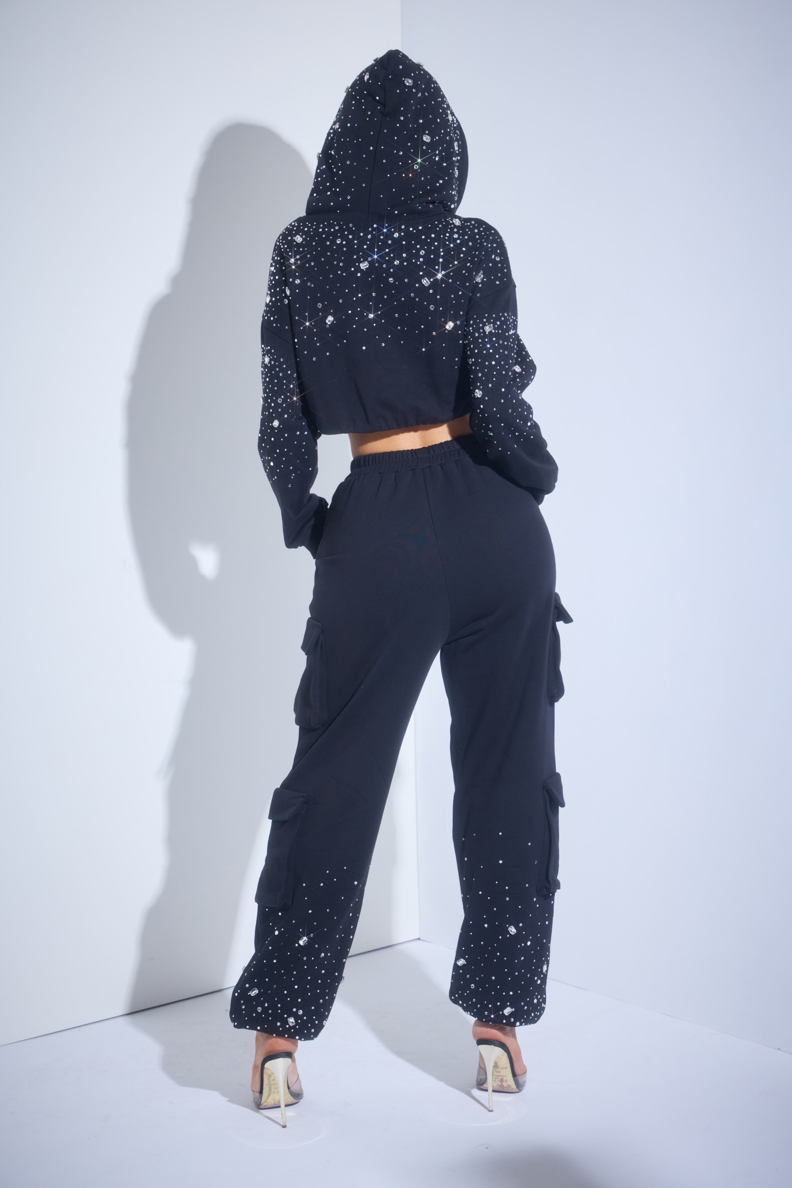 Rhinestone Crop Hoodie