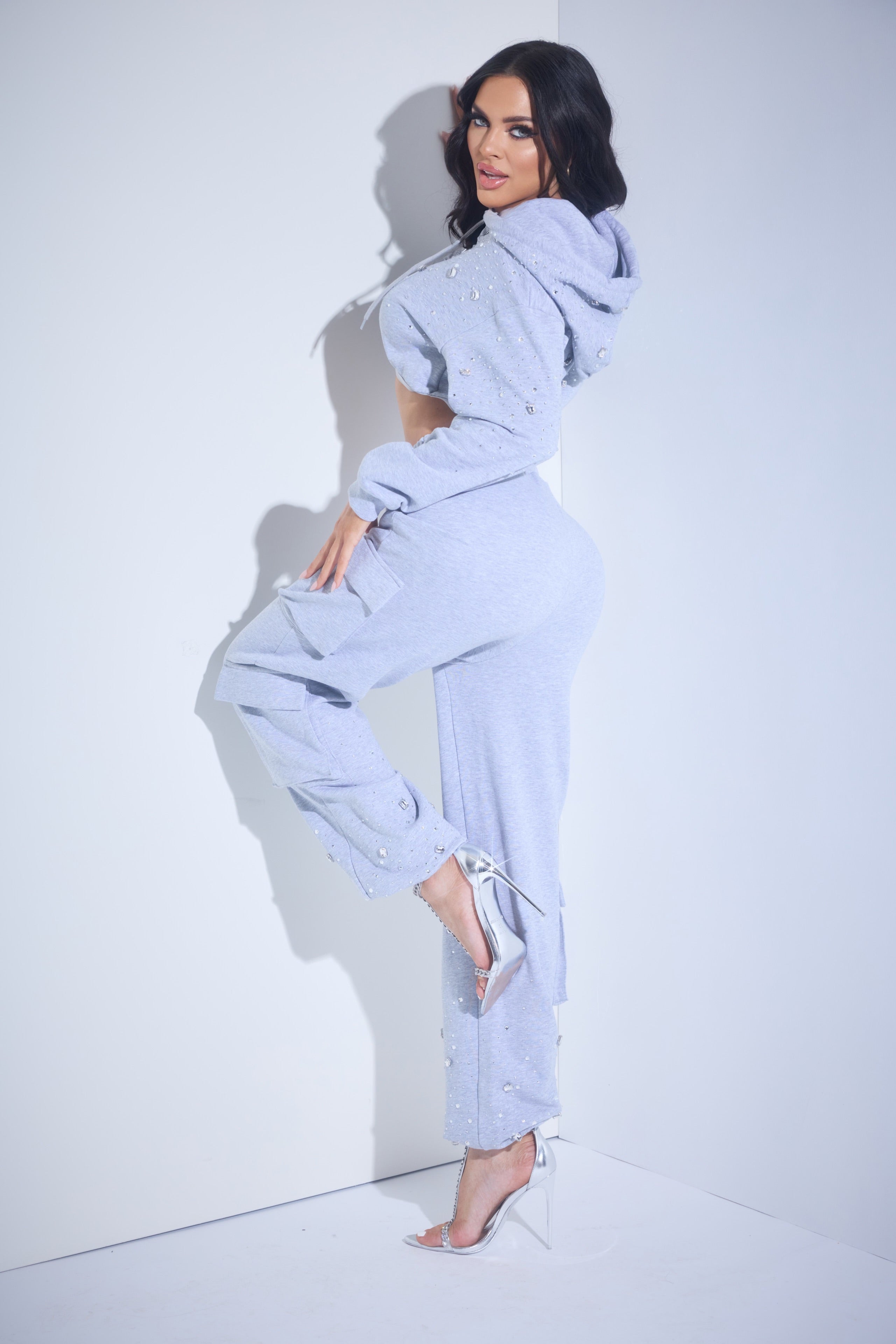 Rhinestone Crop Hoodie – Ver Luisant
