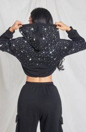 Rhinestone Crop Hoodie