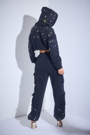 Rhinestone Cargo Jogger Sweatpants