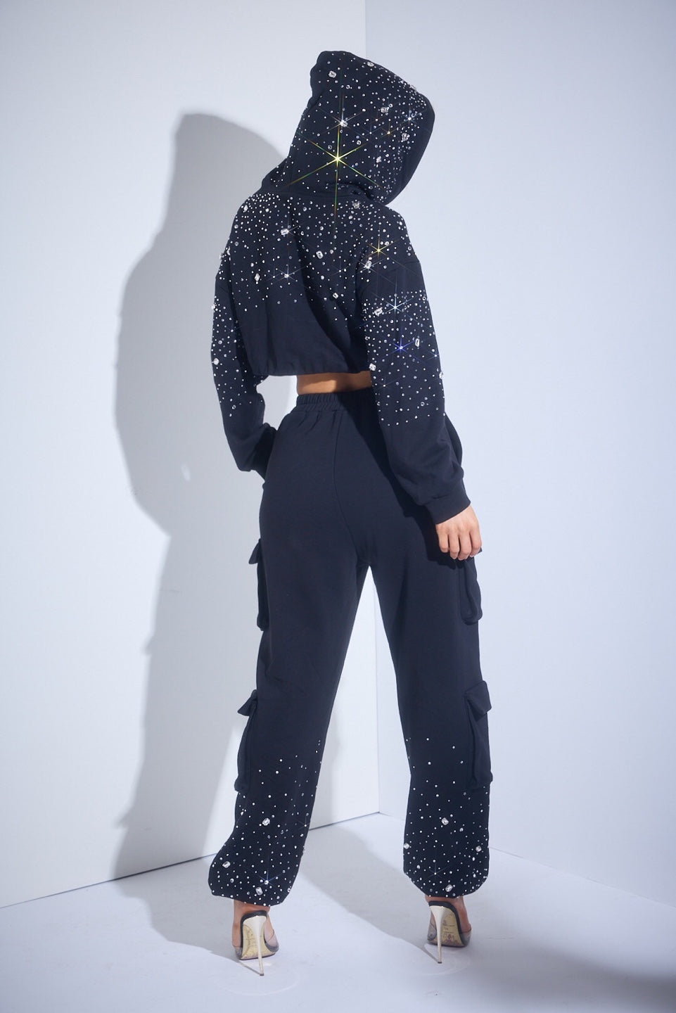 Rhinestone Cargo Jogger Sweatpants