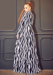 Long Sleeve Sequin Zebra Print Maxi Jacket