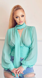 Long Sleeve Chiffon Blouse