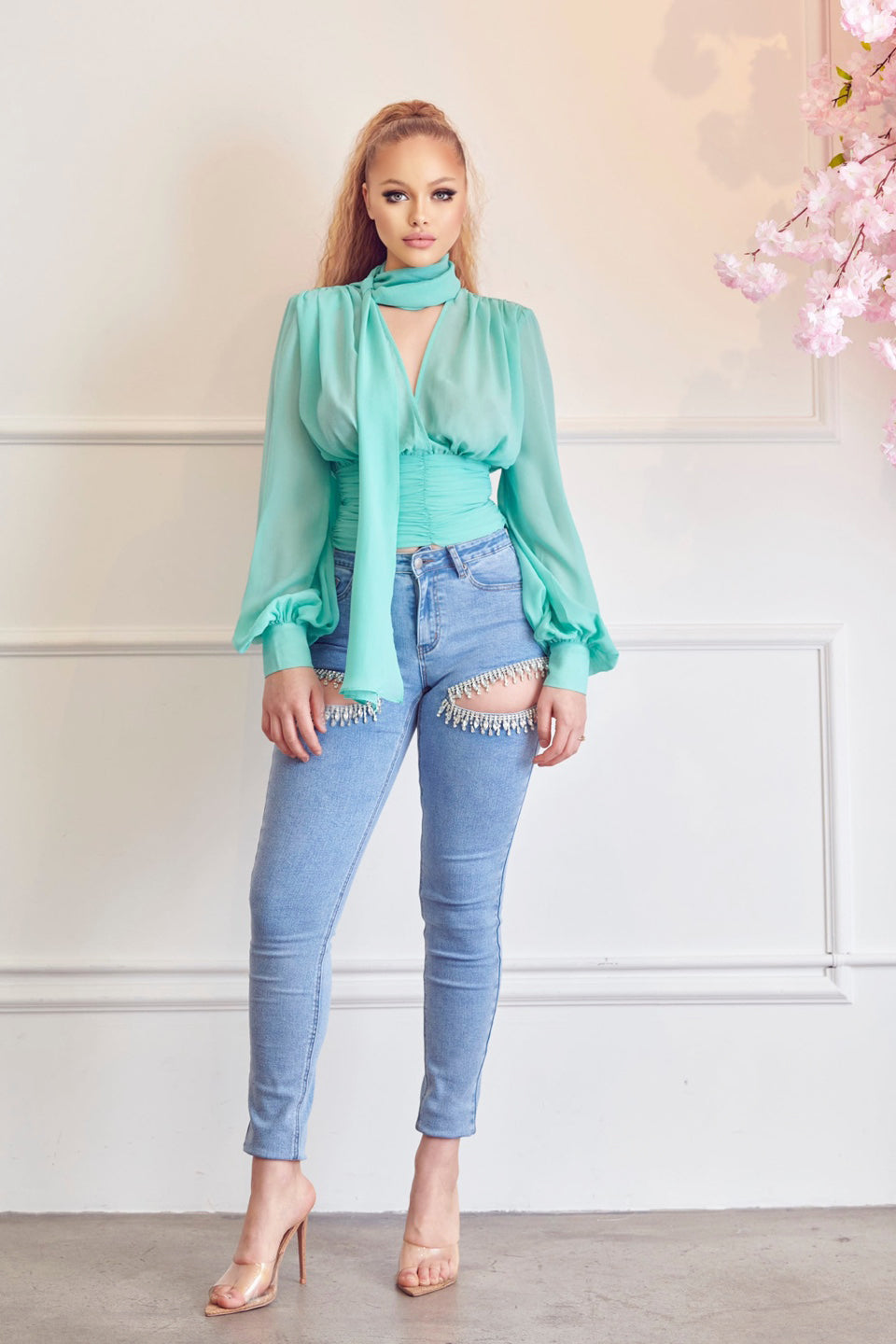 Long Sleeve Chiffon Blouse